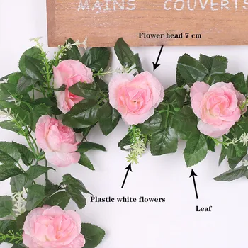 33 blomsterhoveder / partier af silke roser, efeu, grønne blade, der bruges til familie bryllup dekoration, falske blade diy hængende krans ar