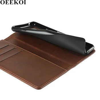 OEEKOI Kalv Stribe Magnetisk Snap-Wallet Læder taske til Sony Xperia 10 II