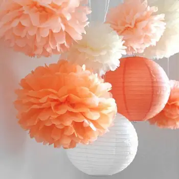 Kinesiske Runde Hængende Papir Honeycomb Blomster Bolde Håndværk Party Bryllup Hjem DIY Dekoration Papir Lanterner Pompom