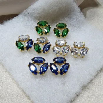 Mode geometrisk enkelhed retro emerald hest øje zircon øreringe kvindelige øreringe franske smykker øreringe