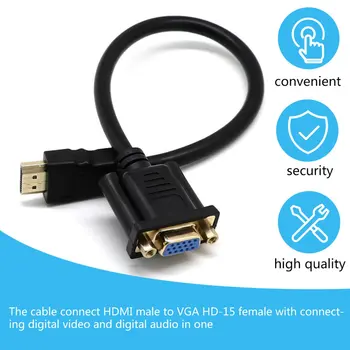 HDMI-kompatibel Til VGA Konverter Kabel Til den Bærbare PC, Tablet, 0,3 m Høj Opløsning Adapter Høj Kvalitet