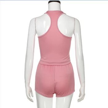 Sommeren 2020 Kvinder Sætter Vest Fitness Workout Tøj, Kører Løs Shorts Suit Pink Mode Camisole Sports Trop To Delt Sæt
