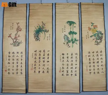 Landskab Maleri Af Blomster Og Kalligrafi Og Maleri I Stuen Hang Fire Tv Blomme Orchid Bambus Chrysanthemum