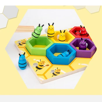 Træ-Bikube Spil Bee Hive Legetøj Tidlig Pædagogisk Spil Toy Bikube Spil til Børn