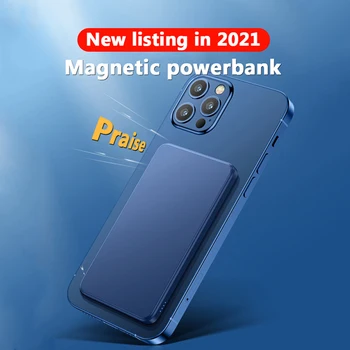 For iphone12 Bærbare Magnetiske powerbank Til 2021 magsafe oplader 15W Trådløse mobile power Tynd Slank Ekstern ekstra batteri