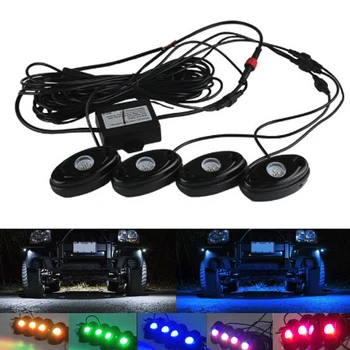 Bil RGB LED Vandtæt Bil Lys Kit Bluetooth-App ' en Kontrol Lampe med 4 Kapsler til Lastbiler, Jeeps, SUV, ATV Off Road, SoundSync
