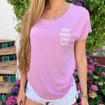 Nogle bunny elsker dig t-shirt sjove søde kawaii camiseta rosa feminina temmelig 90'erne ung pige skjorte fashion kvinder tees toppe - L 128