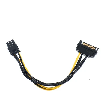 20CM SATA-15 bens han Til 6pin PCIe-PCI-e-Express Grafikkort Power Kabel
