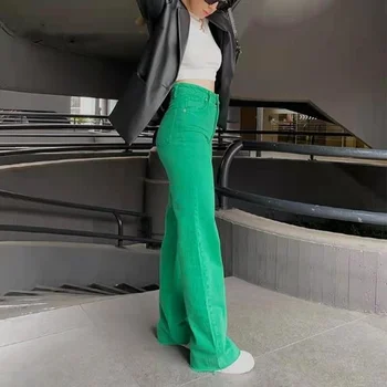 2021 nye kvinders Europæiske og Amerikanske stil retro tøj mode flerfarvet Y2K street high-rise lige ben jeans