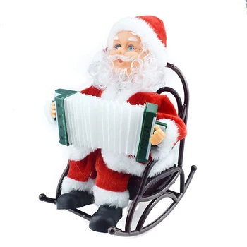 Julepynt Elektriske gyngestol at spille harmonika Santa med musik Lille Dukke BØRNS Legetøj Julegave
