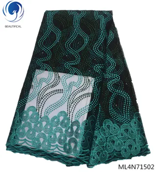 BEAUTIFICAL afrikanske lace fabrics 2019 Nyeste stil franske net blonder, sten, stof til kjole 5yards hvid brude stoffer ML4N715