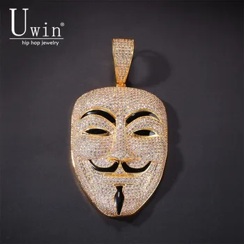 UWIN Maske af V for Vendetta Vedhæng HipHop Bling Kobber Materiale Halskæde Kæde Hiphop Mode Smykker