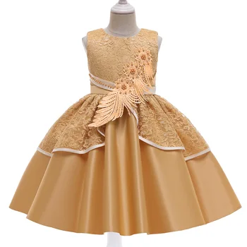 2021 Sommeren Nye Børn Birthday Party Dress Bue Applikation Performance Kostume Prinsesse Kjole, Blomst Pige Bryllup Kjole Til Aften