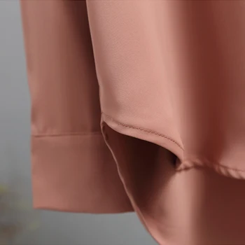 Kvinder Bluser Chiffon Casual Silke Skjorte koreanske Løs Plus Size Fashion V-hals Sommeren Dame Shirts, langærmet Top Houthion
