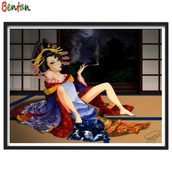 Fuld Pladsen Runde 5D DIY Diamant Maleri Japansk Geisha Kvinde Broderet Korssting Håndarbejde Mosaik Rhinestone Udsmykning Hjem