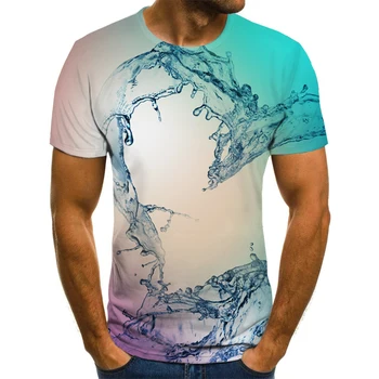 Naturligt tema kortærmet T-shirt til sommeren afslappet toppe 3D printet T-shirt til mænd O-hals skjorte Vand dråber casual T-shirt streetwear