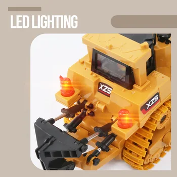 1:24 Rc Bulldozer Gravemaskine Toy 2,4 G 6CH Legeringer Og Plastik Engineering Bil LED Lys Tracklaying Køretøj Model Toy Drenge Gave