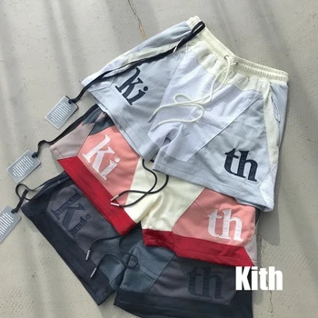 Kish Mesh Shorts om sommeren mænds og kvinders 1:1 af høj kvalitet patchwork shorts super store casual brev logo knickers Snor