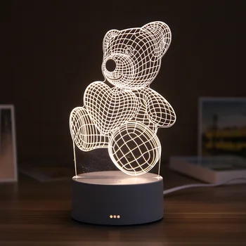 LED 3D bordlampe Harpiks Nat Lys ABS+Harpiks Multi-design Gave Lampe Sød Bjørn ELSKER Slot Bord Lys for Børn Soveværelse