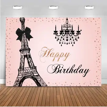 Eiffeltårnet Lysekrone Blush Pink Sweet 15 16 Happy Birthday Baggrunde Fotografering Kage Tabel Indretning Baggrunde, Tekst, Tilpas