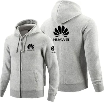 NY Lynlås Hættetrøjer Huawei Trykt logo Hættetrøje Fleece langærmet Mands lynlås Jakke, Sweatshirt