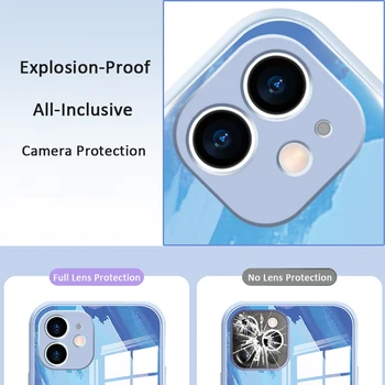 Pladsen Hærdet Glas Phone Case For iPhone 12 11 Pro Max X XR XS Max 8 7 Plus SE 2020 11 12Pro Akvarel Flydende Silikone Cover