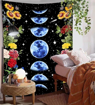 Månen og Blomster Væggen Hænger Gobeliner til Indretning Soveværelse Stue Tæppe Værelse Dekoration Baggrund Klud Engros
