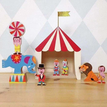 Træ-Cirkus Chalet Formet Storage Rack Kids Room Dekoration Flydende Væggen Opbevaring Hylde Vise at Hænge Reoler Barn T21D