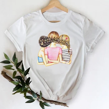 T-shirts Kvinder 2021 Lykkelig Tid, Sød Tegneserie Søster, Venner, Tøj, Tøj Grafisk Tshirt Top Dame Print Kvindelige Tee T-Shirt