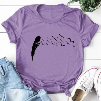 Birds T-shirt, Fugle på en Wire Grafisk Dame Shirt Grafisk Fugle, Natur-Shirt Dyr Gave til Familie, Bror, Søster Gave