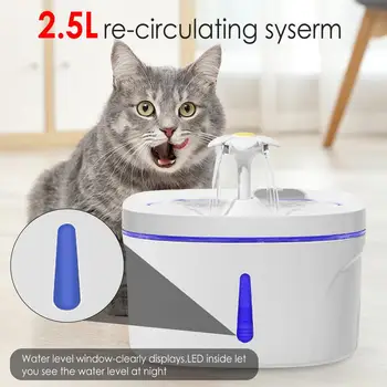 2,5 L Pet Automatisk At Drikke Springvand Kat Hund Drikke Vand Bassin Automatisk Loop Filter Dispenser For Hunde, Katte Drikker