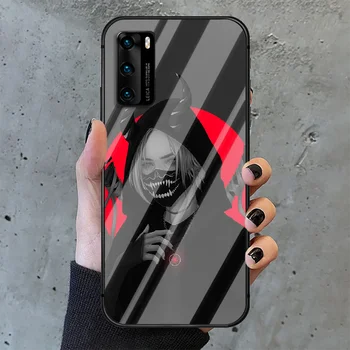 Sexet Djævel Kvinde Telefon Hærdet Glas Cover Til Huawei P Nova Mate 5T 20 30 40-E Pro Lite Smart 2019 2021 Tilbage 3D Etui
