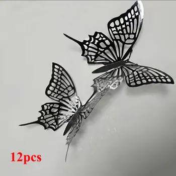 Nye 3D Hule Butterfly Wall Sticker Til Bryllup Stue Vinduet Hjem Wall Decor Køleskab Part Flerfarvet Sommerfugle Mærkat