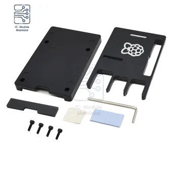 Metal Case Black Ultra-tynd Metal Shell Aluminium legering CNC Kompatibel Med til Raspberry Pi 3B+ B plus Kabinet Box