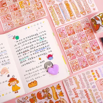 4stk/Set Kawaii karakter Dekorative Sticker Dagbog Planner Scrapbooking Mærkat Skolens Brevpapir Pige Dreng Gave