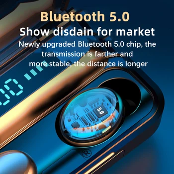 F9 Trådløse Øretelefoner Bluetooth5.0 Hovedtelefoner Vandtætte Hovedtelefoner Med Dyb Bas Bærbare Banker Smart LED-Display Headsets