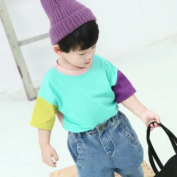 2021 Nye Drenge og Piger, Baby T-shirt Børn, O-hals Bomuld Top Tees Børns koreanske Sommer Kort-langærmet Løs T-Shirt 2-7 År