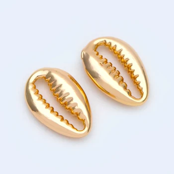 10stk Guld Tone Shell Charme Vedhæng 13x8.5mm, Muslingeskal Formede Perler Stik Til smykkefremstilling Tilbehør (GB-1097)