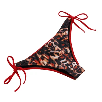 Kvinder Sexy Leopard Bikini Sæt Asymmetrisk Binde Op Badetøj 2 Stk Tankini Badetøj Sommer Strandtøj Kvindelige Badedragt Biquini