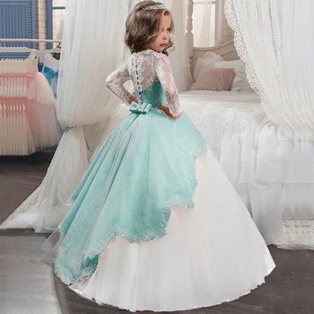 2021 Nye Baby Girl Party Dress Blomst Kids Tøj Prinsesse Bryllup Konfirmation Formelle Børn Tøj 10 12 År Vestido