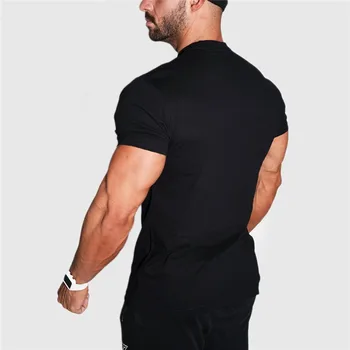 Herre kortærmet Bomulds T-shirt Mand Slank Print t-shirts Mandlige Motionsløbere Fitnesscentre Fitness-Bodybuilding Træning Brand-Shirts Toppe