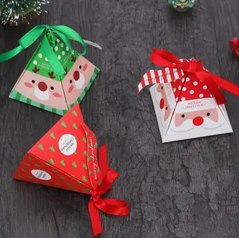 50 STK/Sæt Glædelig Jul Candy Box Taske juletræ gaveæske Med Klokker Papir Kasse gavepose Container Forsyninger Jul