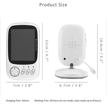 Smart Baby Monitor 3,2 Tommer HD Kamera nattesyn To-Vejs Audio Indendørs, Trådløse Video Temperatur Overvågning, Sikkerhed,