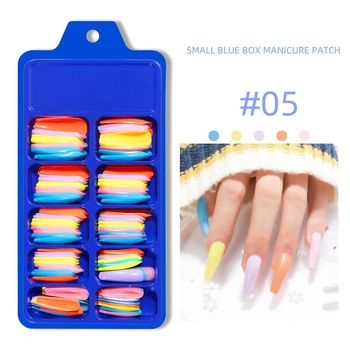 200Pcs INS Mode Mix Farve Falsk Negl Fuld Dækning Lange Kiste Aftagelig Nail Tips til Kvinder Kunst Manicure Falske Negle