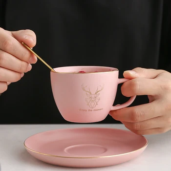 Luksus keramisk kop med låg ske kreative personlighed tendens cup par enkle vand cup hjem kop kaffe kop mælk