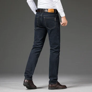 Ny Stretch Mænd Jeans Straight Slim Tynde Fritid Business Plus Størrelse 42 44 46 Classic Edition Type Mand Denim Bukser