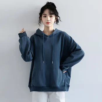 2021 Nye Oversize Trøjer Kvinder Hooded Cotton Tykkere Varm Løs Hættetrøje Kvinder Sweatshirts Lady plus størrelse
