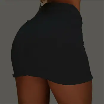 2021 Sommeren Kvinder Mode-Knappen Denim Jeans Sexet Bodycon Mini Nederdele Solid Farve Strench Høj Talje, Lomme Club Nederdel