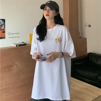 Hong Kong Style Trendy Mærke Smilende Ansigt, kortærmet T-shirt til Kvinder Sommeren 2021 Løs koreansk Stil Ins Harajuku Style Halvdelen
