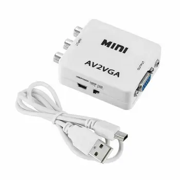 Nye Mini AV2VGA Video Converter HD RCA CVBS AV til VGA Video Converter Conversor Adapter med 3,5 mm Lyd til PC HDTV Converter